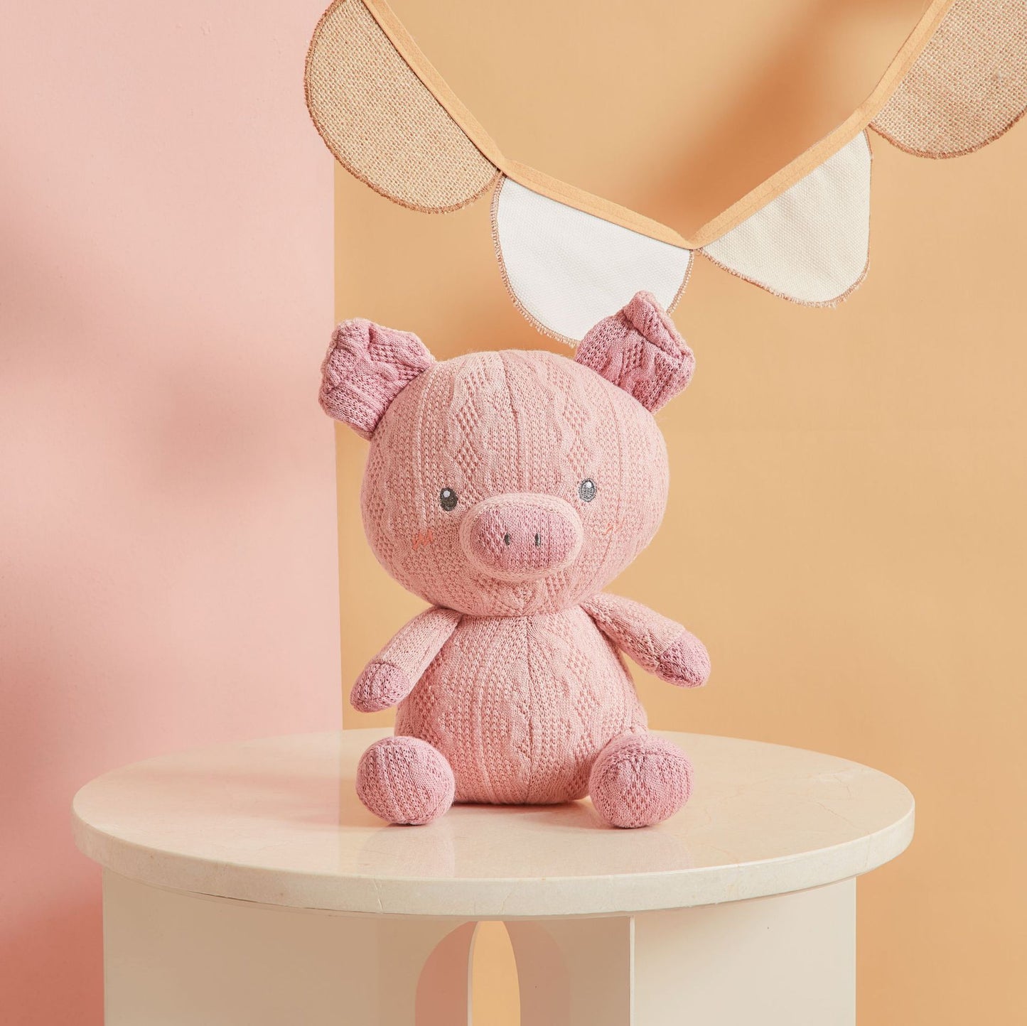 knitted pink pig toy
