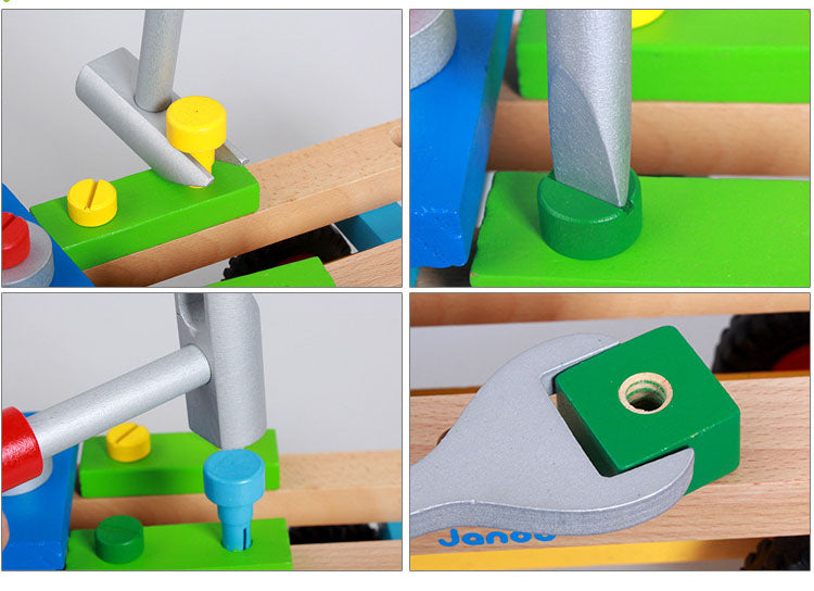 4 individual photos showing the functions of various tools