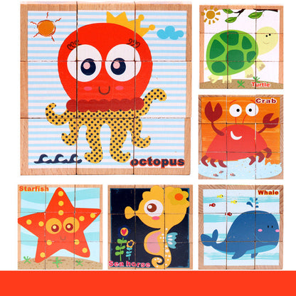 sea creatures with octopus, turtle, crab, whale, sea horse, starfish