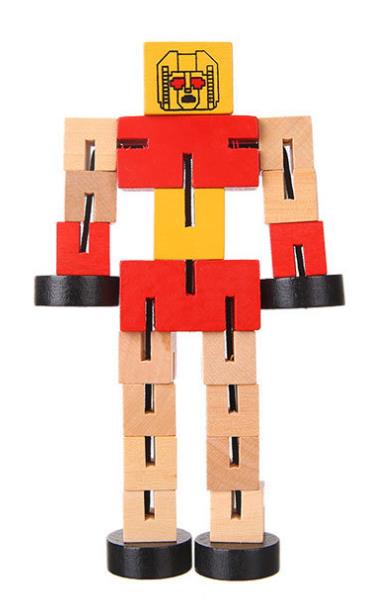 red wooden robot