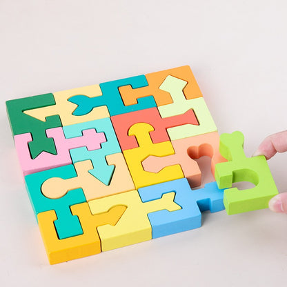 multicolored puzzle with complex shapes appearing almost fully assembled