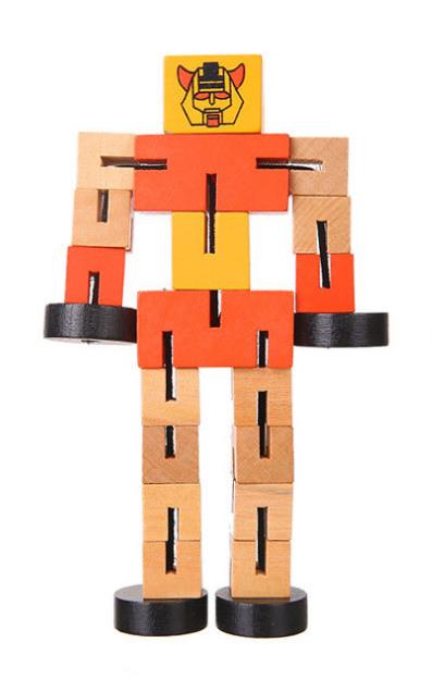 orange wooden robot