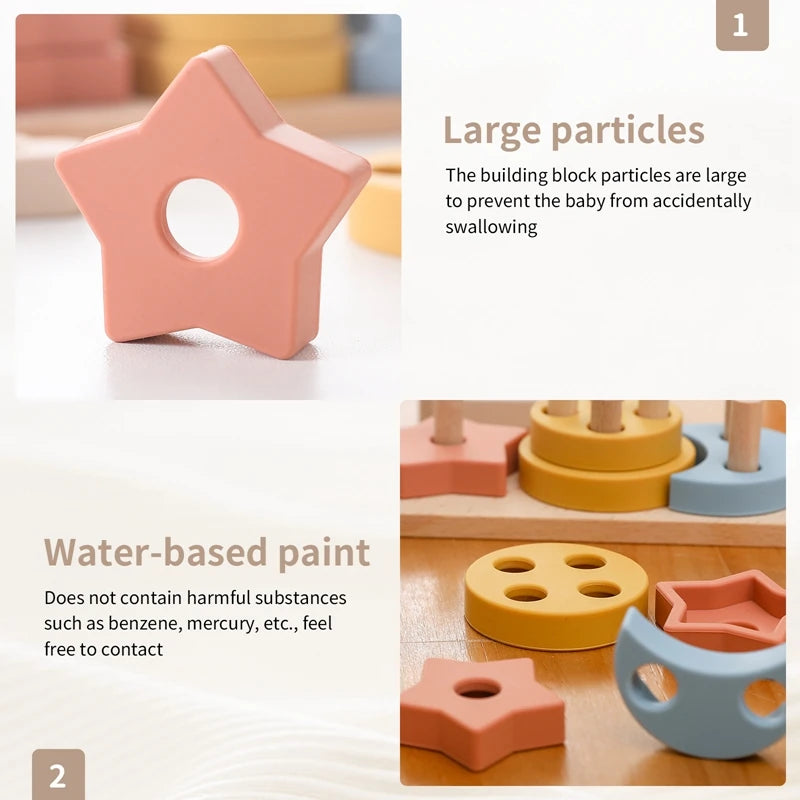 this image describes large pieces to prevent baby from choking and nontoxic paint used