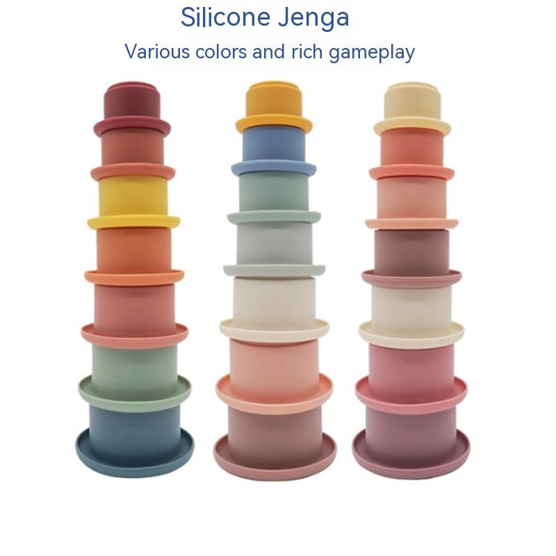 mix and match silicone cups stacked in three stacks