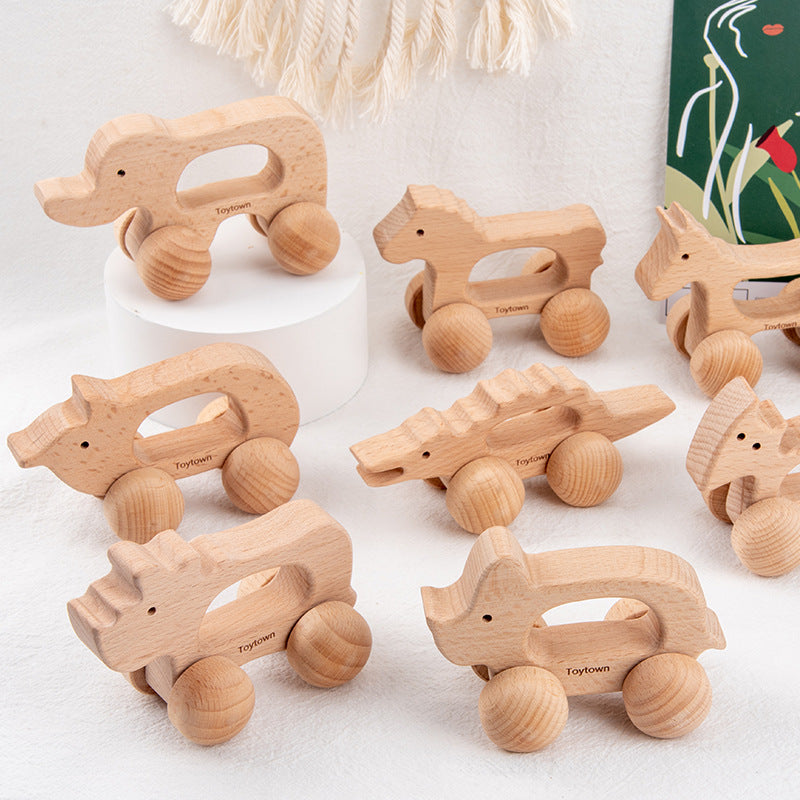 image of 8 rolling animal toys on display