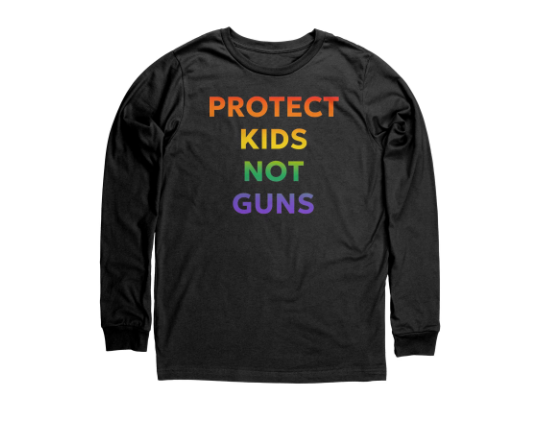 Rainbow Ombre Cotton T-Shirt - 'Protect Kids Not Guns' Graphic Tee to Advocate for Gun Reforms